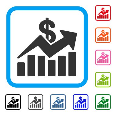 Satış çubuk grafik eğilim simgesi çerçeveli