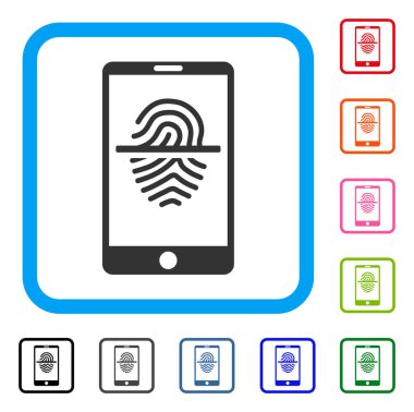 Smartphone Fingerprint Scanner Framed Icon clipart