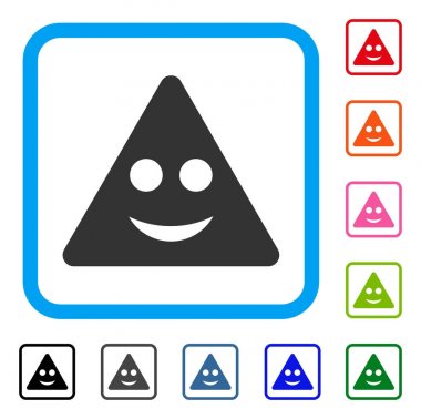 Üçgen işaretini çerçeveli simgesi gülümse