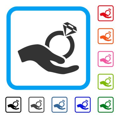 Alyans teklif el simgesi çerçeveli