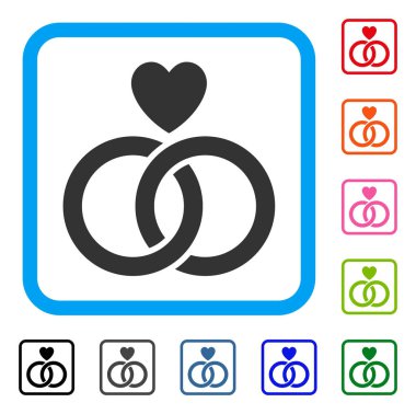 Simgesi alyans kalp ile çerçeveli