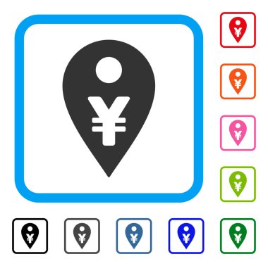 Yen harita işareti simgesi çerçeveli