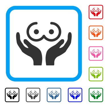 Kadın göğüsleri eller simgesini çerçeveli