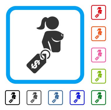 Çıplak kadın fiyat etiketi simgesi çerçeveli