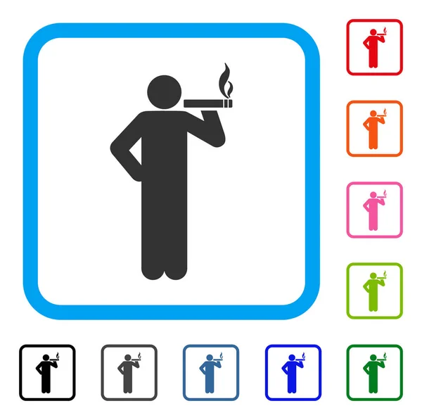 Rökande Man inramade ikonen — Stock vektor