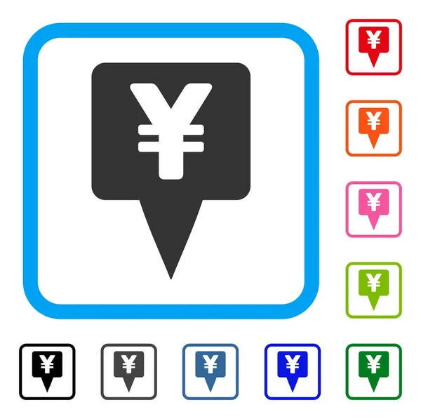 Yen mapa ponteiro emoldurado ícone — Vetor de Stock