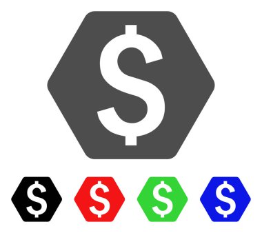 Doları altıgen vektör simgesi
