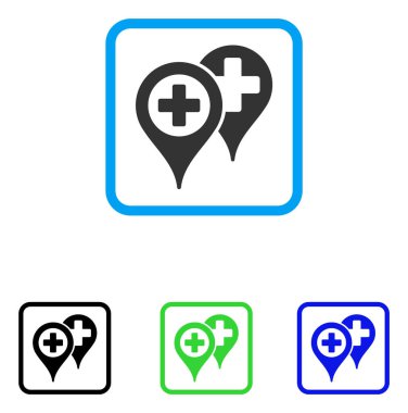 Hastane konumları simgesini çerçeveli