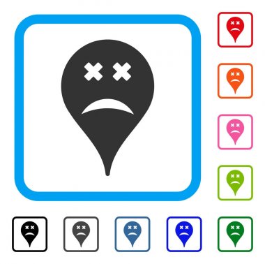 Kör Smiley harita işareti simgesi çerçeveli