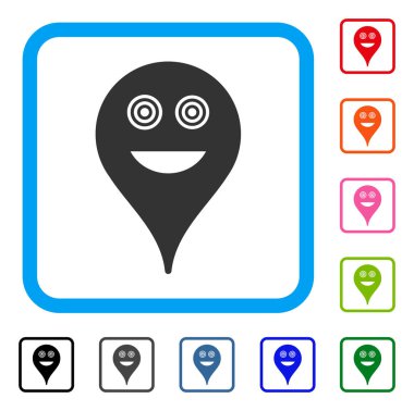 Deli Smiley harita işareti simgesi çerçeveli