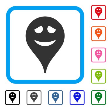 Utanç Smiley harita işareti simgesi çerçeveli