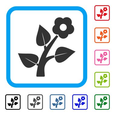 Çiçek bitki simgesi çerçeveli