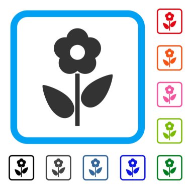 Çiçek bitki simgesi çerçeveli