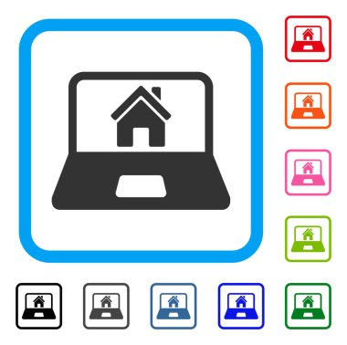 Ev dizüstü bilgisayar ekranında simgesi çerçeveli