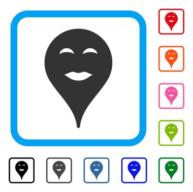 Bayan zevk Smiley harita işareti simgesi çerçeveli