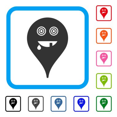 Manyak Smiley harita işareti simgesi çerçeveli