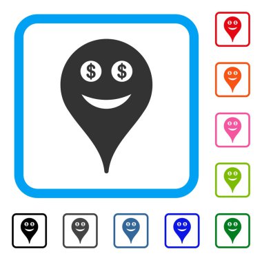 Para Smiley harita işareti simgesi çerçeveli