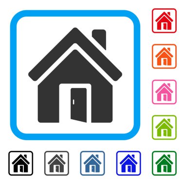 Açık ev kapı simgesi çerçeveli