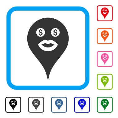 Fahişe Smiley harita işareti simgesi çerçeveli