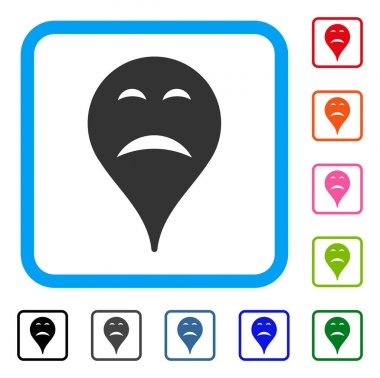 Üzüntü Smiley harita işareti simgesi çerçeveli