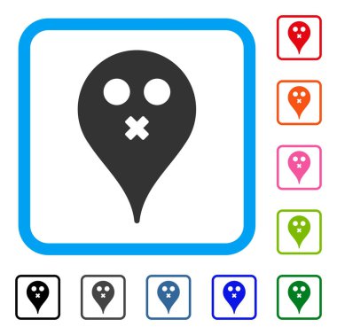 Sessizlik Smiley harita işareti simgesi çerçeveli