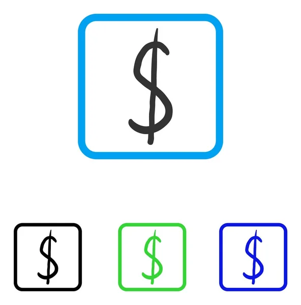 Dollarin symboli kehystetty kuvake — vektorikuva