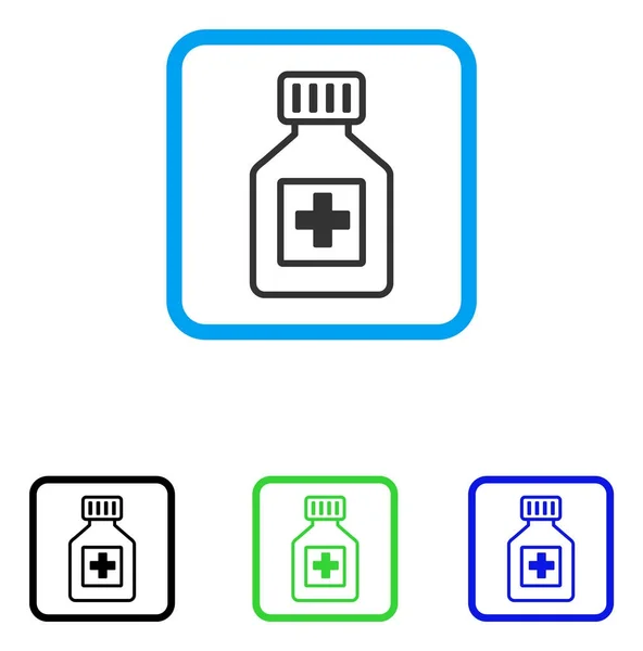 Farmacja fiolka oprawione ikona — Wektor stockowy