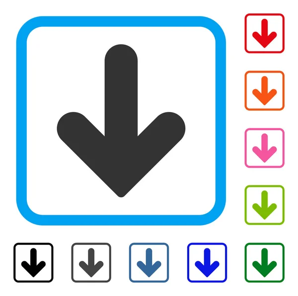Flecha abajo Icono enmarcado — Archivo Imágenes Vectoriales