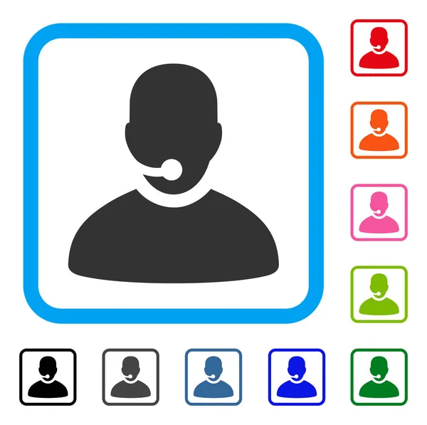 Call Center Operator ingelijst pictogram — Stockvector