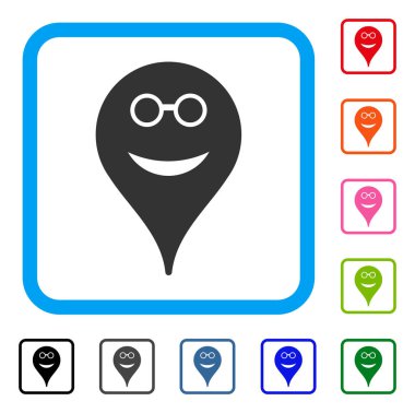 Çerçeveli gözlükler Smiley harita işareti simgesi