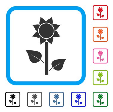 Ayçiçeği bitki simgesi çerçeveli