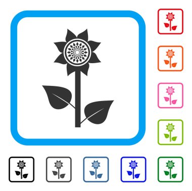 Ayçiçeği bitki simgesi çerçeveli