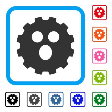 Surprized gülen dişli simgesini çerçeveli