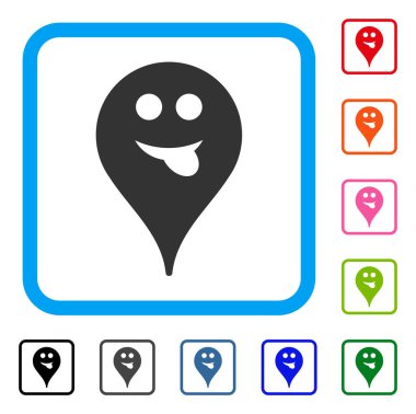 Dil Smiley harita işareti simgesi çerçeveli