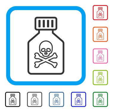 Toksik şişe simgesi çerçeveli