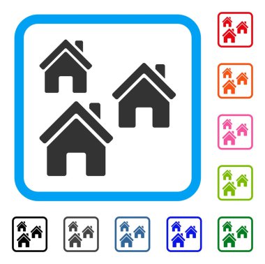 Köy binalar simgesi çerçeveli