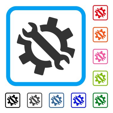 İngiliz anahtarı ve vites araçlar simgesi çerçeveli