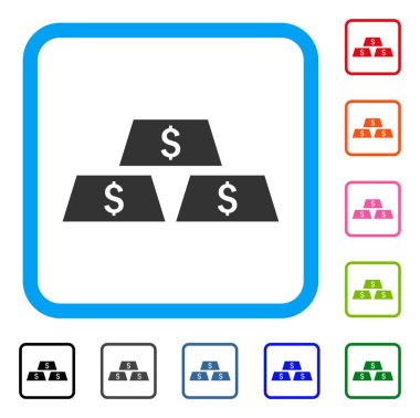 Doları külçe Bar simgesi çerçeveli