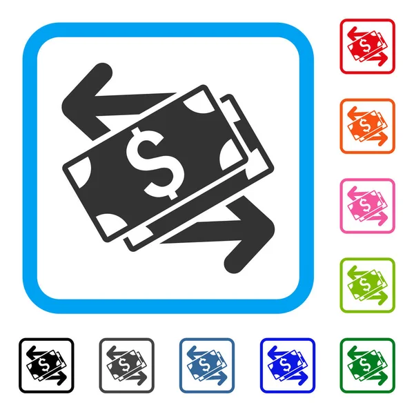 Icône encadrée par échange de billets en dollars — Image vectorielle
