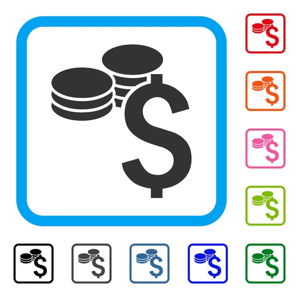 Moedas de dólar emoldurado ícone —  Vetores de Stock