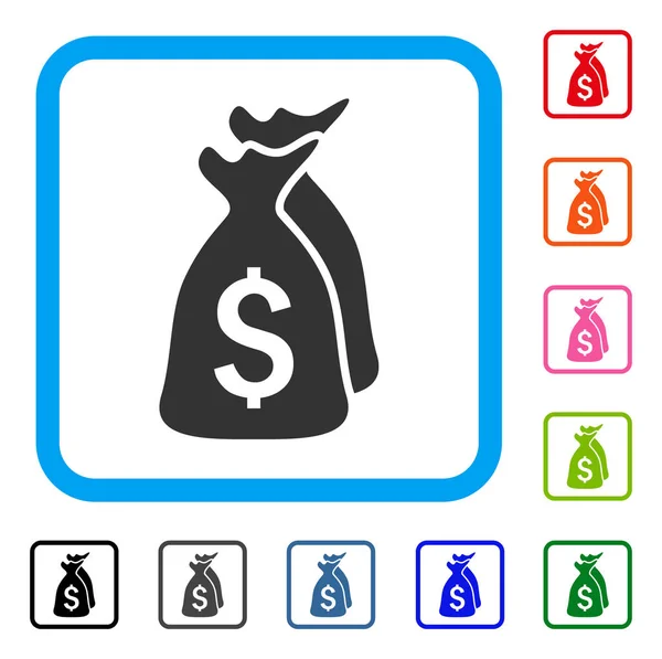 Money Bags Framed Icon — Stock Vector