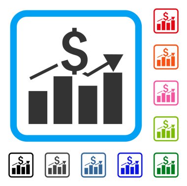 Satış çubuk grafiği simgesi çerçeveli