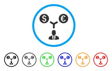 Para birimi yönetimi yuvarlak simgesini