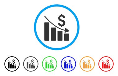 Satış kriz grafik yuvarlak simgesini