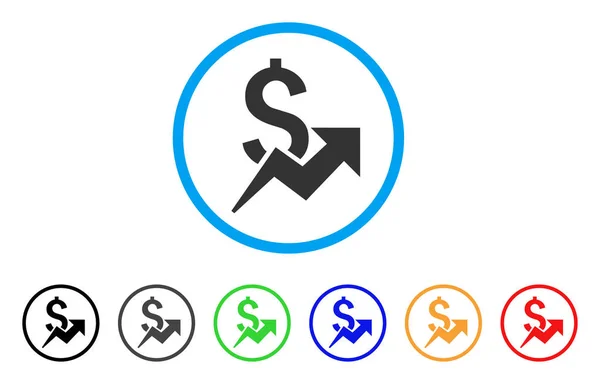 Dolar wzrostu zaokrąglone ikona — Wektor stockowy