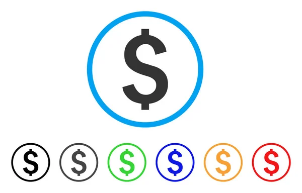 Afgeronde symboolpictogram dollar — Stockvector