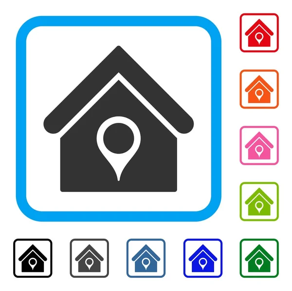 Emplacement de la maison Icône encadrée — Image vectorielle