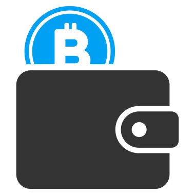 Bitcoin cüzdan düz vektör simgesi