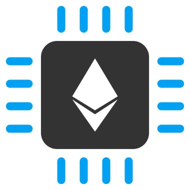 Ethereum işlemci çip düz vektör simgesi