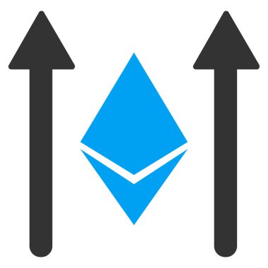 Ethereum kristal göndermek oklar düz vektör simgesi